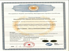 職業(yè)健康安全管理體系認(rèn)證證書-英文版